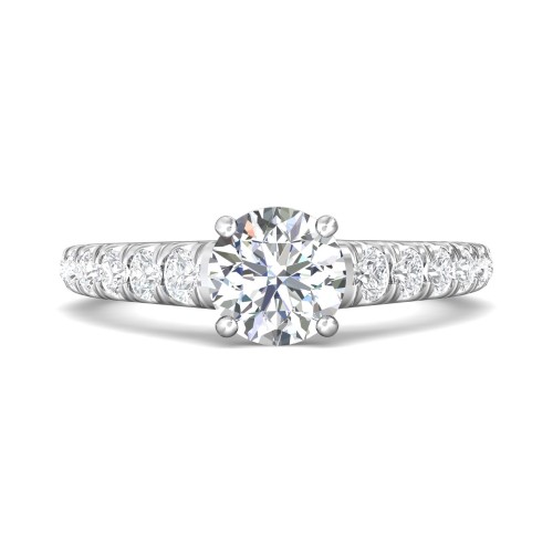 FlyerFit&reg; 18K White Gold Micropave Engagement Ring