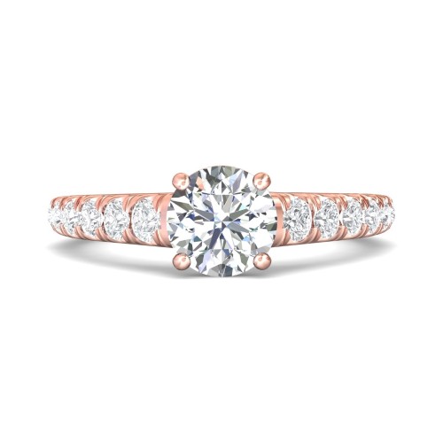 FlyerFit&reg; 14K Pink Gold Micropave Engagement Ring