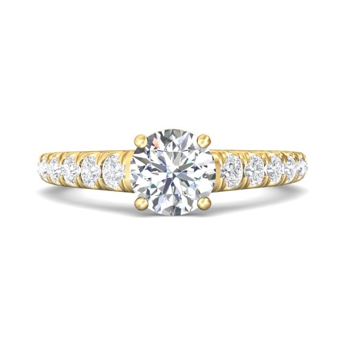 FlyerFit&reg; 18K Yellow Gold Micropave Engagement Ring