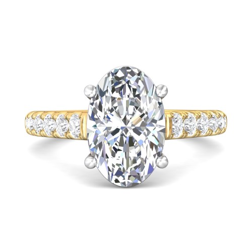 FlyerFit&reg; 18K Yellow Gold Shank And White Gold Top Micropave Engagement Ring