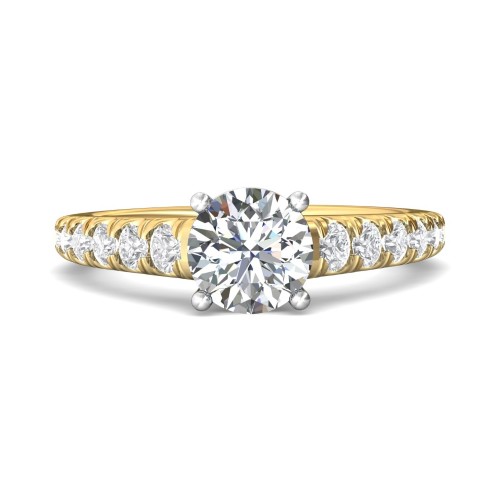 FlyerFit&reg; 14K Yellow and 14K White Gold Micropave Engagement Ring