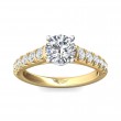 FlyerFit® 18K Yellow Gold Shank And White Gold Top Micropave Engagement Ring