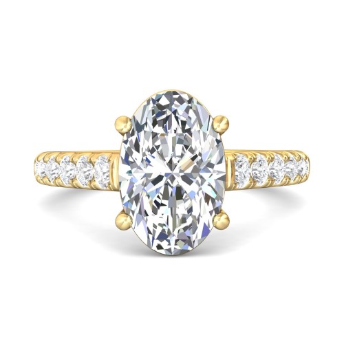 FlyerFit&reg; 14K Yellow Gold Micropave Engagement Ring