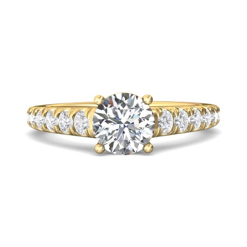 FlyerFit&reg; 18K Yellow Gold Micropave Engagement Ring