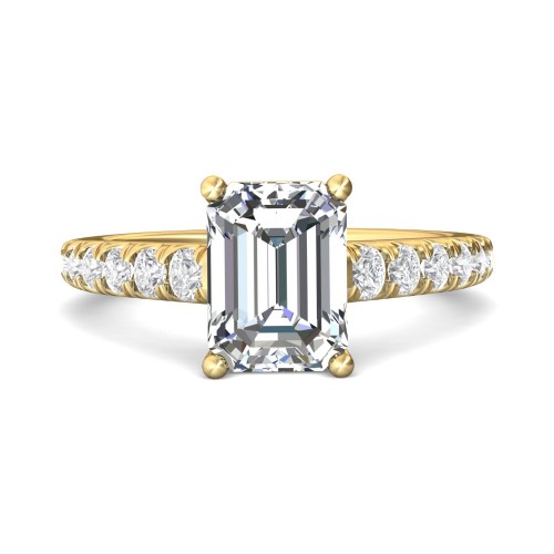 FlyerFit&reg; 14K Yellow Gold Micropave Engagement Ring