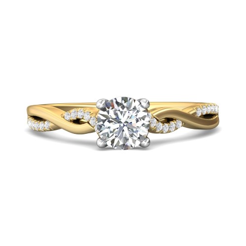 FlyerFit&reg; 18K Yellow Gold Shank And White Gold Top Split Shank Engagement Ring