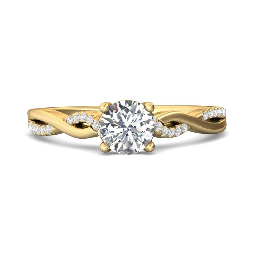 FlyerFit&reg; 18K Yellow Gold Split Shank Engagement Ring