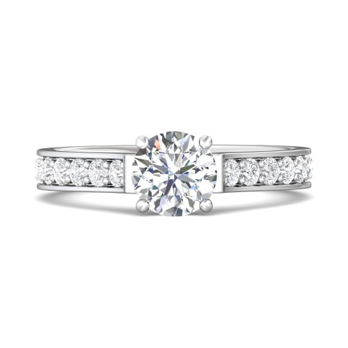 FlyerFit&reg; 14K White Gold Micropave Engagement Ring