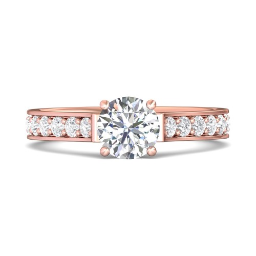 FlyerFit&reg; 14K Pink Gold Micropave Engagement Ring