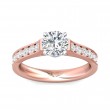 FlyerFit® 14K Pink Gold Shank And White Gold Top Micropave Engagement Ring