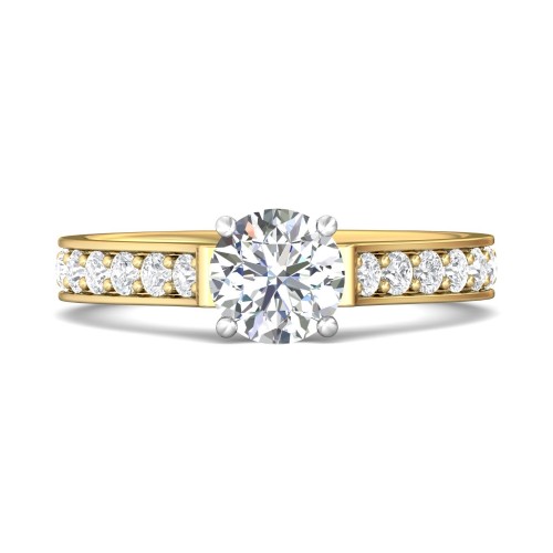 FlyerFit&reg; 14K Yellow and 14K White Gold Micropave Engagement Ring