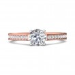 FlyerFit® 18K Pink Gold Shank And White Gold Top Micropave Engagement Ring