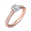 FlyerFit® 18K Pink Gold Shank And White Gold Top Micropave Engagement Ring