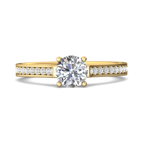 FlyerFit&reg; 14K Yellow Gold Micropave Engagement Ring