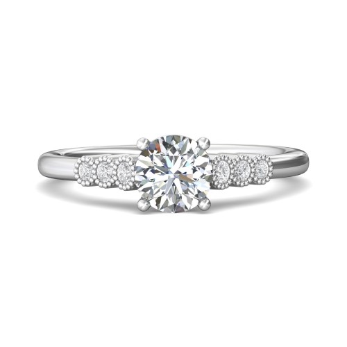 FlyerFit&reg; 18K White Gold Channel and Shared Prong Engagement Ring