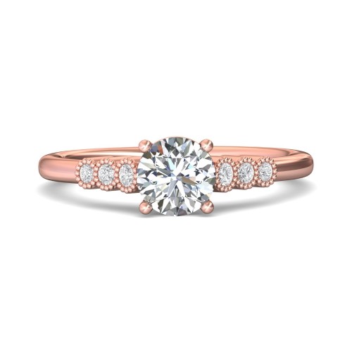FlyerFit&reg; 18K Pink Gold Channel and Shared Prong Engagement Ring