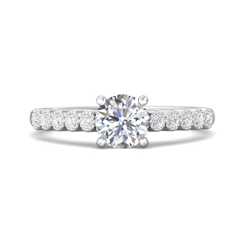 FlyerFit&reg; Platinum Channel and Shared Prong Engagement Ring