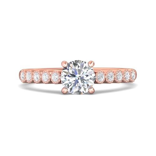 FlyerFit&reg; 18K Pink Gold Channel and Shared Prong Engagement Ring