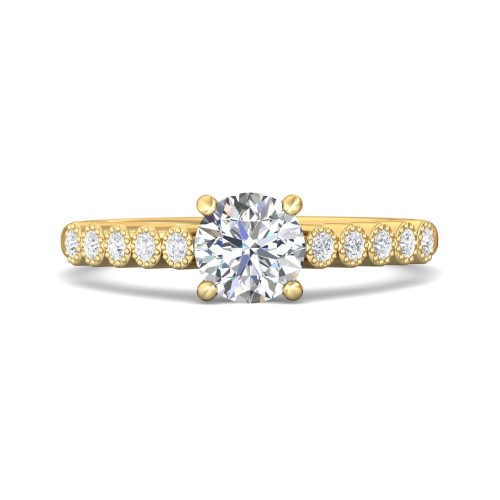 FlyerFit&reg; 14K Yellow Gold Channel and Shared Prong Engagement Ring