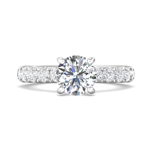 FlyerFit&reg; 18K White Gold Micropave Engagement Ring