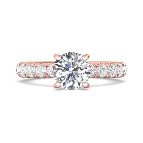 FlyerFit&reg; 14K Pink Gold Micropave Engagement Ring