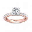 FlyerFit® 18K Pink Gold Shank And White Gold Top Micropave Engagement Ring