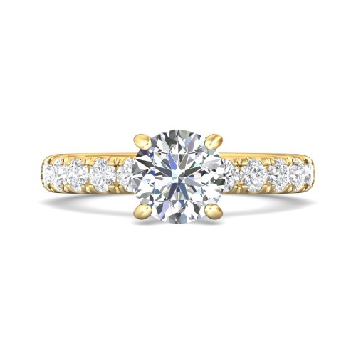 FlyerFit&reg; 18K Yellow Gold Micropave Engagement Ring