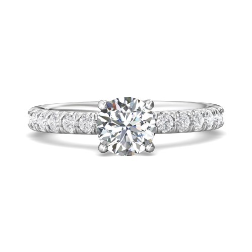 FlyerFit&reg; 18K White Gold Micropave Engagement Ring