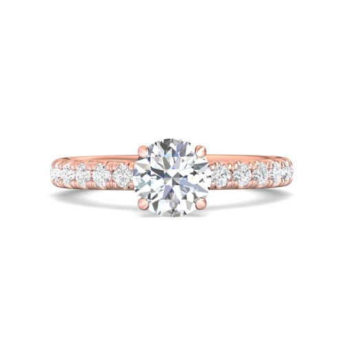 FlyerFit&reg; 14K Pink Gold Micropave Engagement Ring