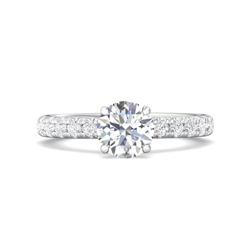 FlyerFit&reg; 14K White Gold Micropave Engagement Ring