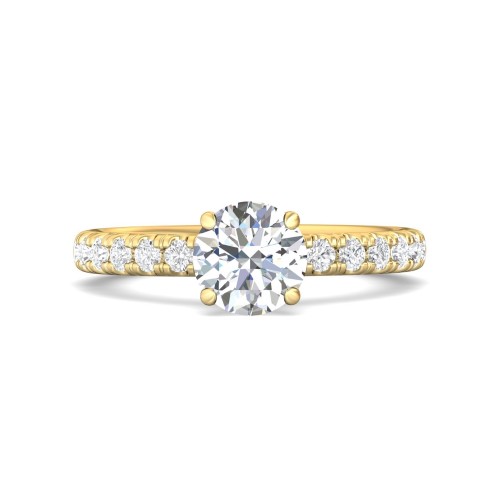 FlyerFit&reg; 18K Yellow Gold Micropave Engagement Ring