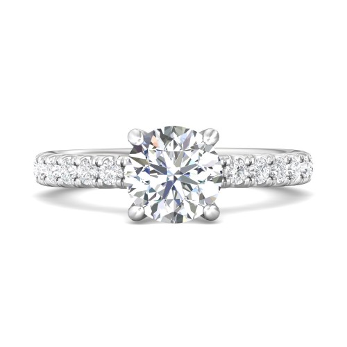 FlyerFit&reg; 14K White Gold Micropave Engagement Ring
