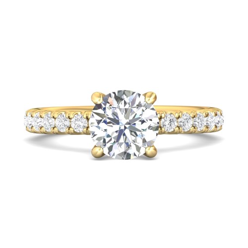 FlyerFit&reg; 18K Yellow Gold Micropave Engagement Ring