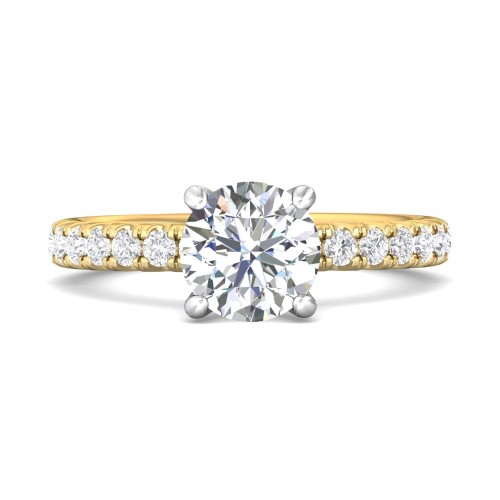 FlyerFit&reg; 14K Yellow and 14K White Gold Micropave Engagement Ring