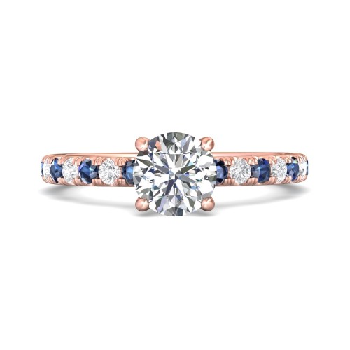 FlyerFit&reg; 18K Pink Gold Micropave Engagement Ring