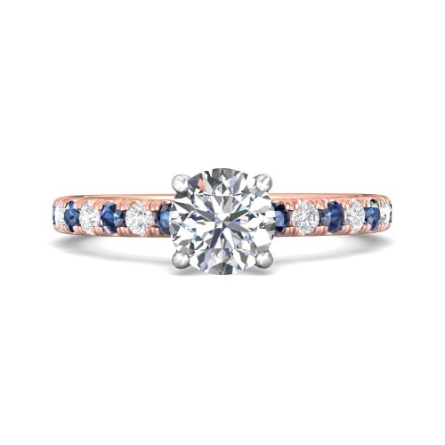 FlyerFit&reg; 18K Pink Gold Shank And White Gold Top Micropave Engagement Ring