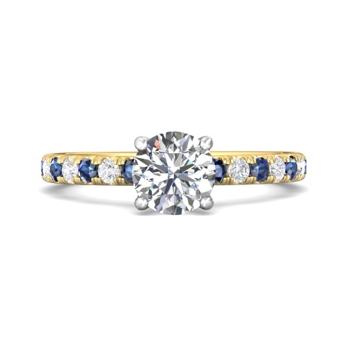 FlyerFit&reg; 18K Yellow Gold Shank And White Gold Top Micropave Engagement Ring