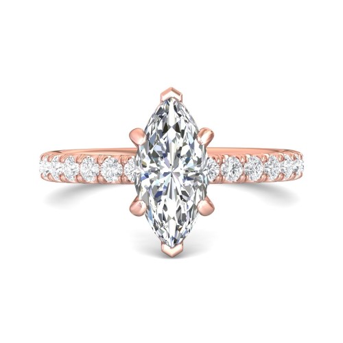 FlyerFit&reg; 14K Pink Gold Micropave Engagement Ring