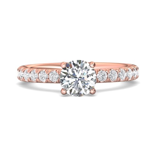 FlyerFit&reg; 14K Pink Gold Micropave Engagement Ring