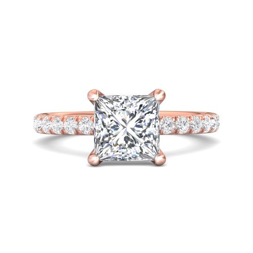FlyerFit&reg; 18K Pink Gold Micropave Engagement Ring