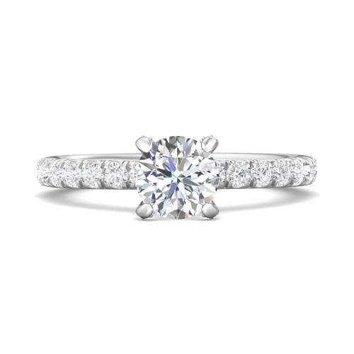 FlyerFit&reg; 14K White Gold Micropave Engagement Ring