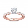 FlyerFit® 14K Pink Gold Shank And White Gold Top Micropave Engagement Ring