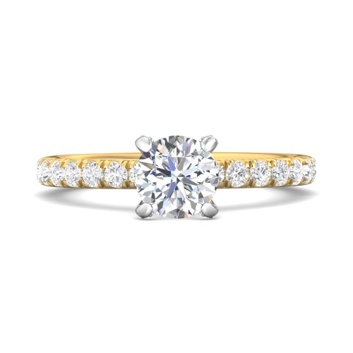 FlyerFit&reg; 14K Yellow and 14K White Gold Micropave Engagement Ring