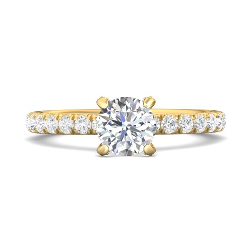 FlyerFit&reg; 14K Yellow Gold Micropave Engagement Ring