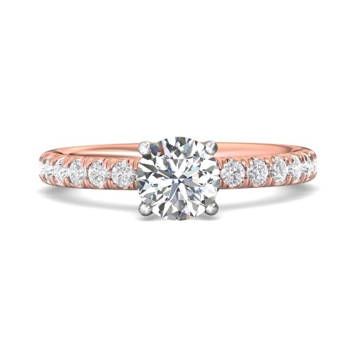 FlyerFit&reg; 18K Pink Gold Shank And White Gold Top Micropave Engagement Ring