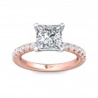 FlyerFit® 18K Pink Gold Shank And White Gold Top Micropave Engagement Ring