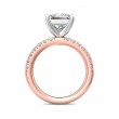 FlyerFit® 18K Pink Gold Shank And White Gold Top Micropave Engagement Ring