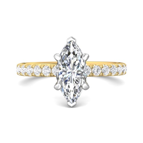 FlyerFit&reg; 14K Yellow and 14K White Gold Micropave Engagement Ring