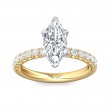 FlyerFit® 18K Yellow Gold Shank And White Gold Top Micropave Engagement Ring