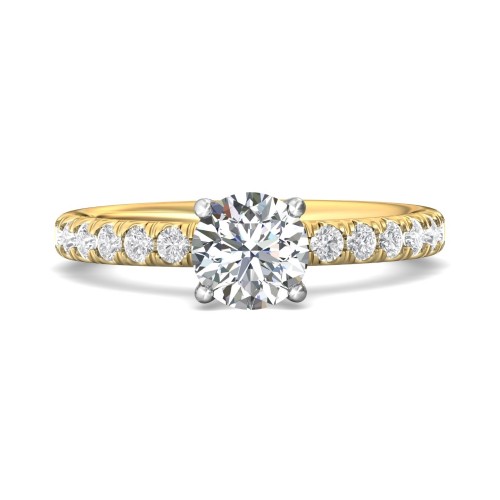 FlyerFit&reg; 14K Yellow and 14K White Gold Micropave Engagement Ring